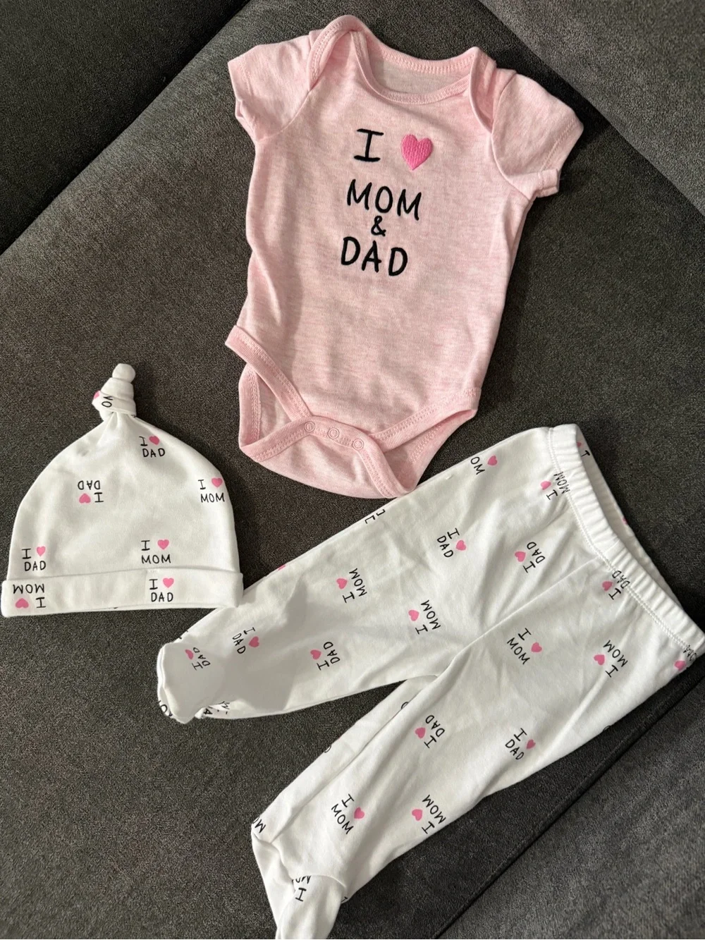 Darling Baby 6M I Love Mom & Dad 3 Piece Baby Girl Outfit Set 💕
